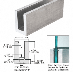 CRL Mill Aluminum L21S Series Standard Square Base Shoe Drilled with 13/16" Holes Pattern "D" 118-1/8" Length
