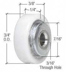 CRL 3/4" Nylon Ball Bearing Shower Door Flat Edge Roller