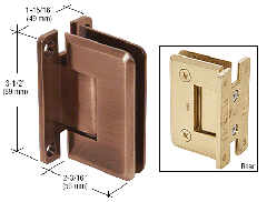 CRL Antique Brushed Copper Pinnacle 037 Series Wall Mount Full Back Plate Standard Hinge