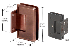 CRL Antique Brushed Copper Pinnacle 074 Series Wall Mount Short Back Plate Hinge