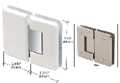 CRL White with Chrome Accents Pinnacle 180 Series 180 Degree Glass-to-Glass Standard Hinge