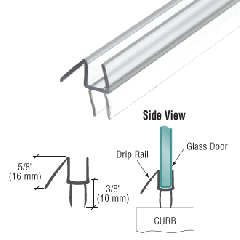 CRL Clear Co-Extruded Bottom Wipe with Drip Rail for 3/8" Glass