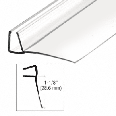 CRL 98" Clear Poly U-Channel with 1-1/8" (28.5 mm) Fin for 3/8" Glass