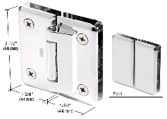 CRL Polished Chrome Petite 182 Series 180 Degree Glass-to-Glass Hinge Swings In Only