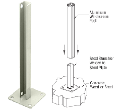 CRL Oyster White AWS Steel Stanchion for 180 Degree Round or Rectangular Center or End Posts