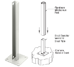 CRL Sky White AWS Steel Stanchion for 90 Degree Round Corner Posts