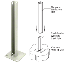 CRL Oyster White AWS Steel Stanchion for 90 Degree Round Corner Posts