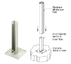 CRL Oyster White AWS Steel Stanchion for Steel Stanchion for 135 Degree Rectangular Center Posts