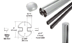 CRL Metallic Silver 3" Diameter Round 180 Degree 48" Center Post Kit