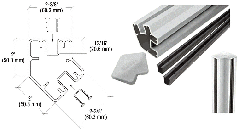 CRL Silver Metallic 36" Long 2" x 2-3/8" Rectangular 135 Degree Post Kit