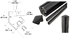 CRL Matte Black AWS 48" Long 2" x 2-3/8" Rectangular 135 Degree Post Kit