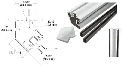 CRL Silver Metallic 72" Long 2" x 2-3/8" Rectangular 135 Degree Post Kit