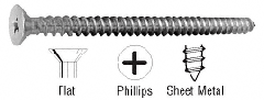 CRL 8 x 1-1/2" Stainless Steel Flat Head Phillips Sheet Metal Screws - 500/Bulk