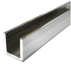 CRL Aluminium U-Channel 20 x 12.8 mm, for 10 to 12 mm Glass, Chrome Plated