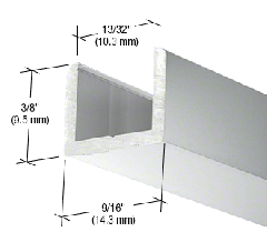 CRL Brite Anodized Frameless Shower Door Aluminum Regular U-Channel for 3/8" Thick Glass