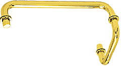CRL Polished Brass 12" Towel Bar with 6" Pull Handle Combination Set