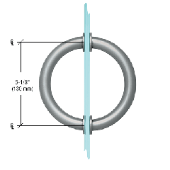 CRL Brushed Nickel 5-1/8" Tubular Back-to-Back Circular Style Brass Shower Door 3/4" Diameter Pull Handles
