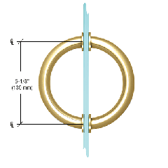 CRL Polished Brass 5-1/8" Tubular Back-to-Back Circular Style Brass Shower Door 3/4" Diameter Pull Handles