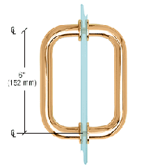 CRL Gold Plated 6" Tubular Back-to-Back 3/4" Diameter Shower Door Pull Handles