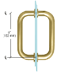 CRL Satin Brass 6" Tubular Back-to-Back 3/4" Diameter Shower Door Pull Handles