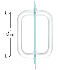 CRL White 6" Tubular Back-to-Back 3/4" Diameter Shower Door Pull Handles