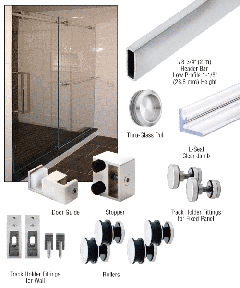 CRL Polished Stainless Steel Deluxe 180 Degree Serenity Series Sliding System