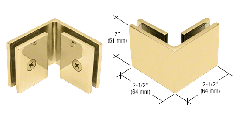 CRL Polished Brass Square 90 Degree Glass-to-Glass Clamp