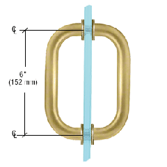 CRL Satin Brass 6" Back-to-Back Solid Brass 3/4" Diameter Pull Handles with Metal Washers