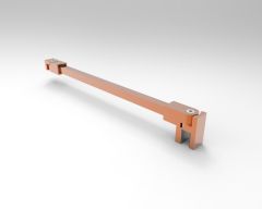CRL square support bar set, 12 x 12 MM, 1200 MM, glass-wall mount, 8 - 10 mm, satin brushed copper