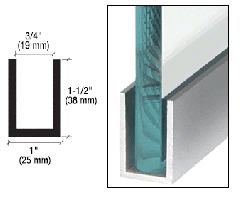 CRL Aluminium U-Profil für 10 - 12 mm, 38 x 25 mm, matt eloxiert